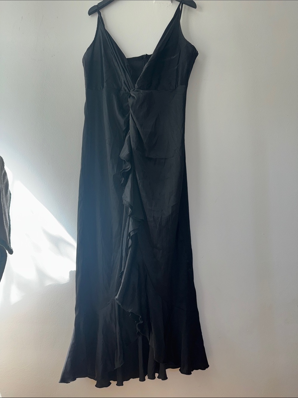 Shein 2X Black Ruffle Slip Dress - Women's Elegant Evening Dress